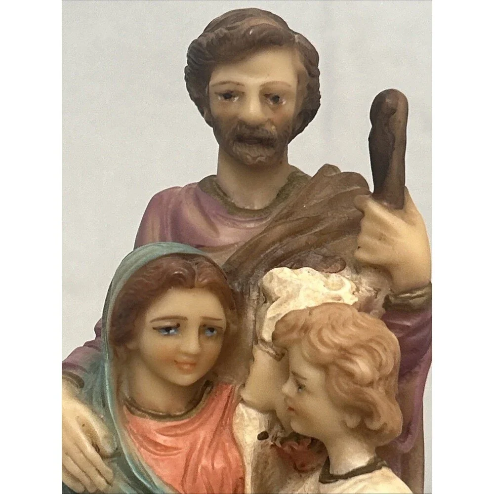 Vintage Resin Italy P.A.T. L. Toni Holy Family Statue Figurine Signed 6.25”